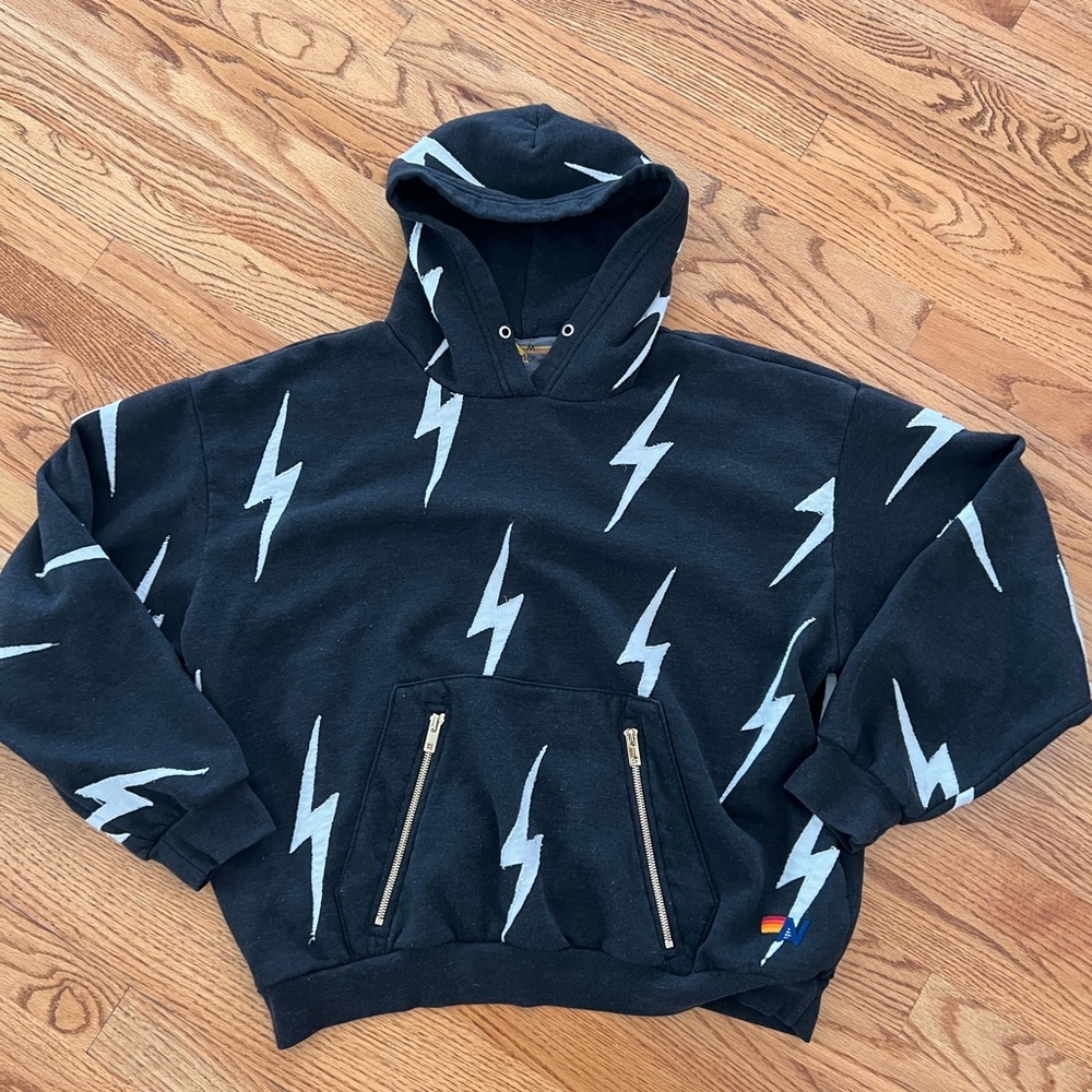RARE Aviator Nation Bolt Stitch Repeat Hoodie Lightning Bolt sweatshirt